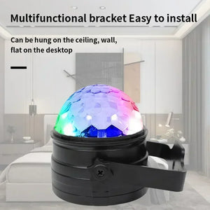 Luz de Disco LED RGB para Palco, Bola DJ Rotativa, Estroboscópio com Controle de Som, Dança Mágica, Carro de Natal, Presente de Festa, Lâmpada de Show a Laser para Festa em Clube