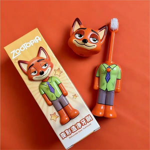 Escova de Dentes Escalável Disney Zootopia Figuras de Anime Fofas Nick e Judy Escova de Dentes Transformável com Cerdas Macias Cerdas Finas Presentes para Crianças
