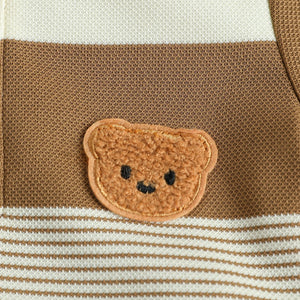 Conjunto de Verão para Crianças: Camiseta Curta Listrada com Estampa de Urso de Pelúcia e Calças Curtas para Meninos, Conjunto Casual Esportivo de Duas Peças