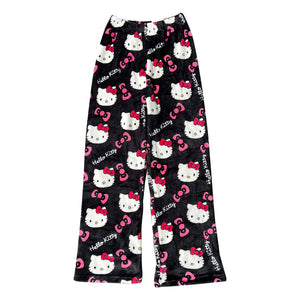 Calças de Pijama Y2K Hello Kitty Sanrio Anime Calças de Pijama Femininas Casal de Desenho Animado Roupas de Dormir para Casa Calças de Lazer Roupas para Casa
