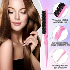 Conjunto de 6 peças de escovas de cabelo, frasco de spray para cabeleireiro, laço para tranças, pente de cauda de rato, escova de desfiar cabelo, escova de controle de bordas.