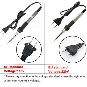 Ferro de Solda Elétrico Ajustável 60W EU 220V / ☆Plugue dos EUA 110V☆ Ferro de Solda DIY para Reparos