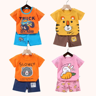 2PCS roupas para mãe e crianças Conjuntos infantis Camiseta Calções Meninos Meninas Verão Algodão Manga curta Roupa para Bebês Crianças Conjunto para Criança