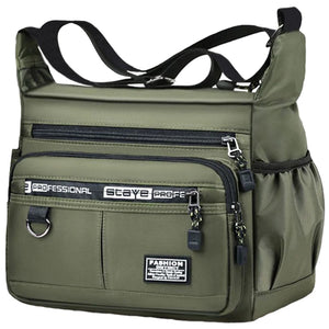 Bolsa transversal masculina com bolsos de múltiplas camadas, alça de ombro ajustável, bolsa de ombro única para negócios