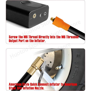 M6 thread locking air chuck with air tube, standard tire valve fine thread, suitable for M6 thread integrated air pump