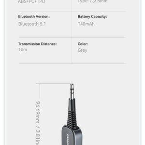 Essager 2-em-1 Receptor Transmissor de Áudio Bluetooth Sem Fio Bluetooth 5.1 Adaptador de Áudio AUX 3,5mm Estéreo para Fones de Ouvido TV Carro