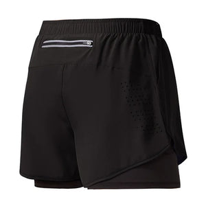 Calções de Corrida Masculinos Secagem Rápida Fitness Pretos de Dupla Camada para Homens Novos para Treino de Esportes e Musculação