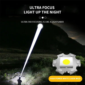 Lanterna Super Brilhante de 100000LM Lanterna Tática LED Recarregável de Longo Alcance para Camping ao Ar Livre, à Prova d'Água, Pesca