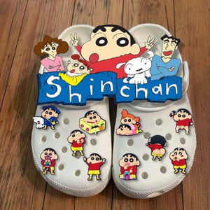 10/21Pcs Miniso Kawaii Anime Crayon Shin-Chan Fivelas para Sapatos Acessórios para Tamancos Charms de Sapatos de Desenhos Animados para Festa Presentes de Natal