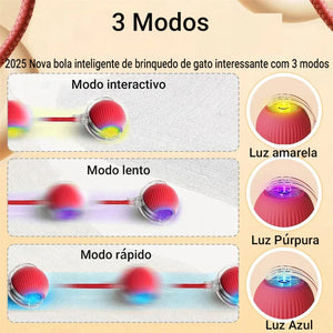 Novo Brinquedo Interativo para Gato, Bola de Gato Automática e Recarregável, Brinquedo Interativo Inteligente para Gatinhos, Brinquedo Inteligente em Forma de Bola para Gato