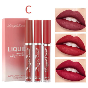Conjunto de 3 PCS de Batons Líquidos de Longa Duração para Mulheres Cosméticos de Beleza Coreana Batons Matte à Prova d'Água Longa Duração