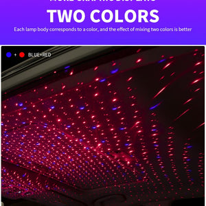 Luz de Teto Estrelado LED para Carro, Luz de Teto com Laser Estelar 5V USB, Projetor de Luz de Galáxia para Decoração de Teto de Quarto