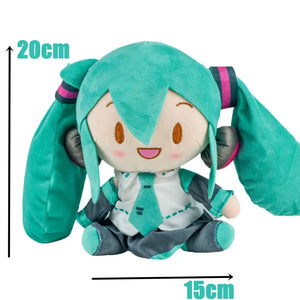 Desenho animado 20cm Boneca de pelúcia Hatsune Miku Brinquedo Anime sakura Miku snow Miku Personagem Kawaii Posição sentada Fufu Presente de Natal para crianças