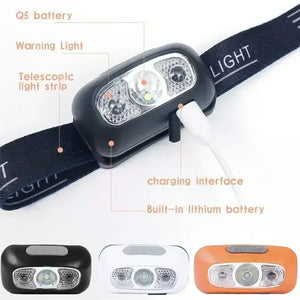 Lanterna de Cabeça de Luz Forte Mini LED Pesca Noturna Lanterna Poderosa Lanterna de Cabeça para Camping ao Ar Livre à Prova d'Água Portátil com Sensor LED