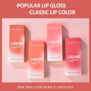 Conjunto de 3 PCS de Batons Líquidos de Longa Duração para Mulheres Cosméticos de Beleza Coreana Batons Matte à Prova d'Água Longa Duração
