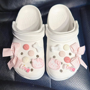 Conjunto de Charms para Sapatos Mesuca Pink Series Hello Kitty Acessórios de Decoração em Resina Kawaii Acessórios Removíveis para Sapatos Presentes para Festa de Natal