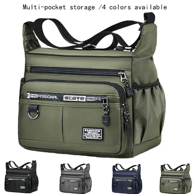 Bolsa transversal masculina com bolsos de múltiplas camadas, alça de ombro ajustável, bolsa de ombro única para negócios