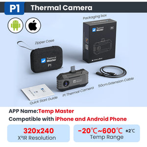 (iPhone&Android) Câmera térmica P1 para Android para iPhone 320*240 X³IR Resolução 600℃ 25Hz Câmera de Inspeção de Casa HVAC