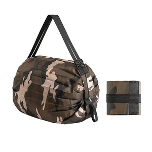 Saco de Armazenamento Dobrável com Alça, Bolsa de Viagem Portátil Camuflada, Sacola de Compras de Grande Capacidade