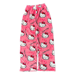 Calças de Pijama Y2K Hello Kitty Sanrio Anime Calças de Pijama Femininas Casal de Desenho Animado Roupas de Dormir para Casa Calças de Lazer Roupas para Casa
