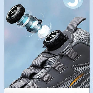 Sapatos de Segurança com Botão Rotativo para Homens, Tênis com Biqueira de Aço, Botas de Trabalho à Prova de Perfuração, Botas de Segurança com Almofada de Ar, Sapatos de Trabalho Esportivos, Botas Antichoque