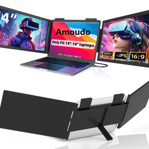 Monitor Portátil Duplo Amoudo de 14 Polegadas 1920*1080P IPS Monitor Triplo Portátil com Porta USB-C para Laptops de 14-16,5" Windows/Mac Xbox