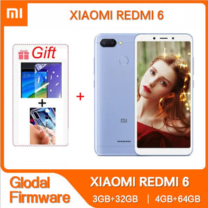 Global Rom Original Xiaomi Redmi 6 4GB 64GB 3000mAh celular googleplay Impressão digital Octa-core 6.6 polegadas 4G Smartphone telefone usado