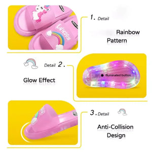 Chinelos para Crianças Meninos Meninas Chinelos de Animais de Desenho Animado Unicórnio Impressões Sapatos Iluminados Moda Sapatos Fofos Banheiro Chinelos para Crianças Pequenos