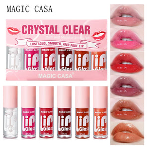 MAGIC CASA 6pcs/conjunto Pequena garrafa Óleo Labial Hidratante de Gel longa duração Hidratante suave brilhante Líquido Hidratante Labial
