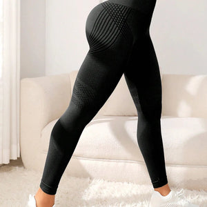 Calças de Esporte com Linhas Sexy Levantando o Bumbum Calças Justas de Esporte Calças de Fitness Elásticas de Cintura Alta para Mulheres Calças de Corrida Yoga