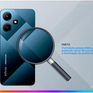 Smartphone Infinix Hot 30i 128GB Preto 4G MediaTek 8GB RAM 6,6 "Câmera. 50MP + Selfie 5MP Dual Chip