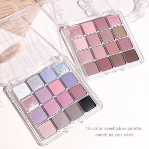 Paleta de sombras mágicas de pôr do sol de dezesseis cores, pérola, mate, tons terrosos, maquiagem coreana