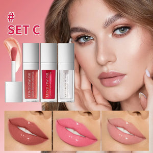Conjunto de Óleo Labial Hidratante Jelly de Cristal Gloss Labial Volumizador Maquiagem Gloss Labial Sexy Óleo Iluminador Labial Tinta Volumizadora
