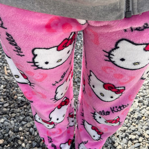 Calças de Pijama Y2K Hello Kitty Sanrio Anime Calças de Pijama Femininas Casal de Desenho Animado Roupas de Dormir para Casa Calças de Lazer Roupas para Casa