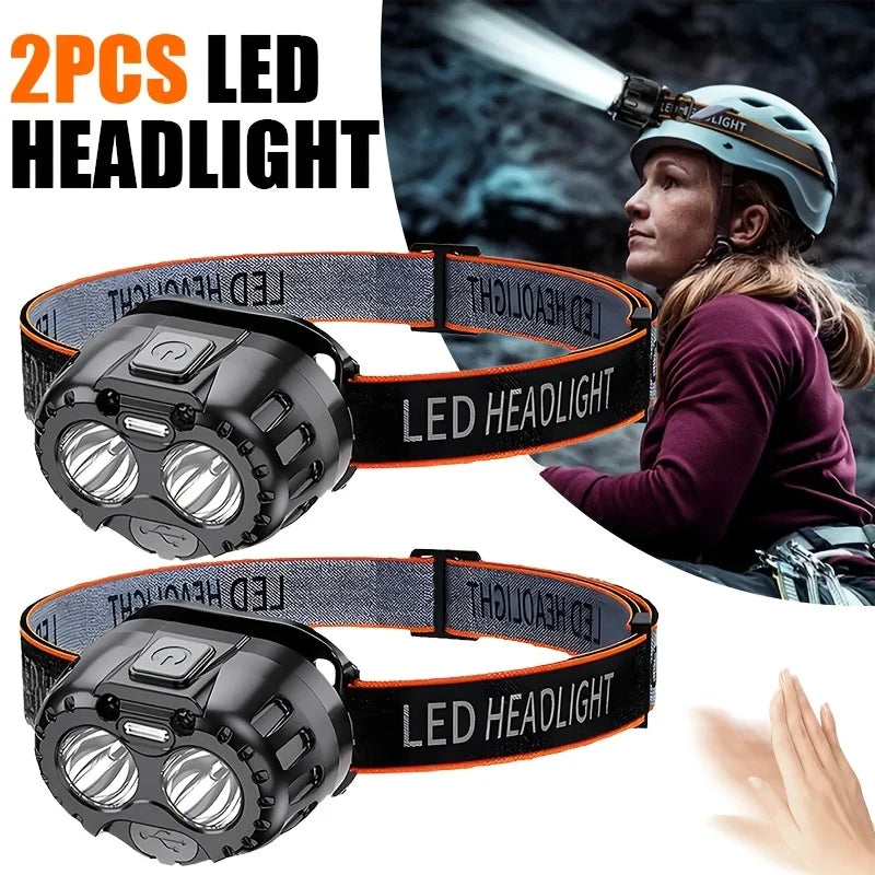 Lanterna de Cabeça LED Poderosa IPX4 à Prova d'Água Lanterna de Emergência 250LM Lanterna de Cabeça LED XPE 500mAh para Pesca, Camping e Caminhadas ao Ar Livre