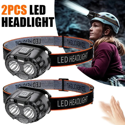 Lanterna de Cabeça LED Poderosa IPX4 à Prova d'Água Lanterna de Emergência 250LM Lanterna de Cabeça LED XPE 500mAh para Pesca, Camping e Caminhadas ao Ar Livre