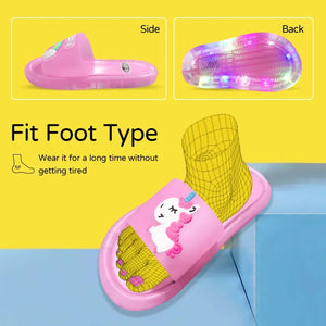 Chinelos para Crianças Meninos Meninas Chinelos de Animais de Desenho Animado Unicórnio Impressões Sapatos Iluminados Moda Sapatos Fofos Banheiro Chinelos para Crianças Pequenos