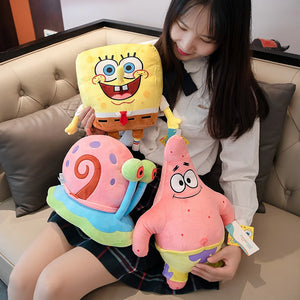 Boneco de Pelúcia Anime Spongebob Peluches Boneco Squarepants Patrick Star Squidward Eugene Krabs Gary Kawaii Brinquedo de Pelúcia de Desenho Animado