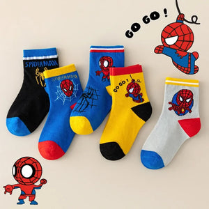 Kit 5 Pares de Meias Infantis Estampadas Estilo Herói