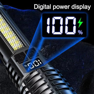 Lanterna Super Brilhante de 100000LM Lanterna Tática LED Recarregável de Longo Alcance para Camping ao Ar Livre, à Prova d'Água, Pesca
