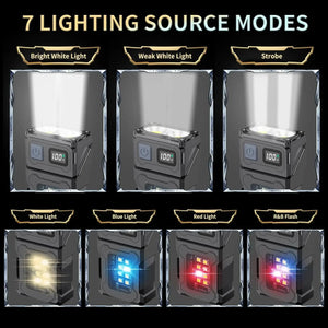 Lanterna LED Recarregável por USB MINI Portátil com Ímã na Cauda Luz de Trabalho Super Brilhante Lanterna de Camping Lateral COB Lanterna de Emergência