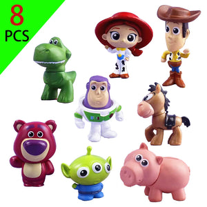 8Pçs Personagens Toy Story 4 Woody Buzz Lightyear Versão Q Boneco de Ação Brinquedo Infantil Mini Figurinha Decoração de Aniversário Anime Presente