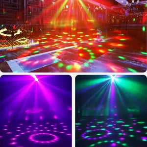 Luz de Disco LED RGB para Palco, Bola DJ Rotativa, Estroboscópio, Controle Remoto, Controle de Som, Dança Mágica, Carro de Natal, Presente de Festa, Lâmpada de Show a Laser para Clube