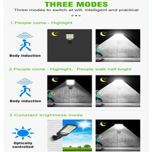 1/2/3/4PCS Luzes Solares para Exterior 3 Modos 200COB Lâmpada de Rua à Prova d'Água com Sensor de Movimento Iluminação de Segurança para Jardim Pátio Caminho Quintal