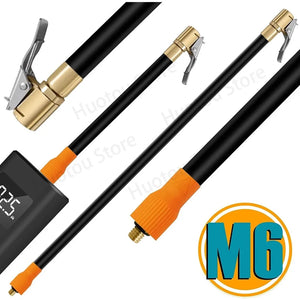 M6 thread locking air chuck with air tube, standard tire valve fine thread, suitable for M6 thread integrated air pump