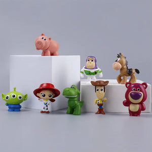 8Pçs Personagens Toy Story 4 Woody Buzz Lightyear Versão Q Boneco de Ação Brinquedo Infantil Mini Figurinha Decoração de Aniversário Anime Presente
