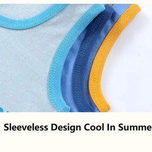 Conjunto de Roupas para Crianças 2PCS Coleção de Verão Camisetas de Algodão Calças Curtas Sem Mangas para Meninos e Meninas Roupas para Bebês