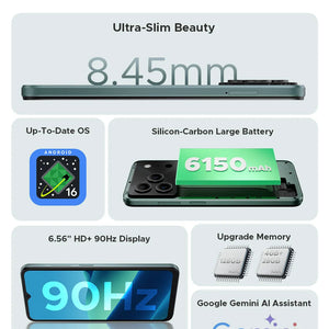 Global Version DOOGEE Note56 Pro Smart phone Android 16 6150mAh Battery 6.56'' 90Hz Screen 32GB 128GB Cell Phone NFC