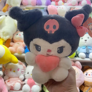 22cm Sanrio Hello Kitty Kuromi Almofada KT Brinquedo de Pelúcia Meninas Animais de Pelúcia Macios Coração My Melody Cinnamoroll Boneca de Pelúcia Presentes