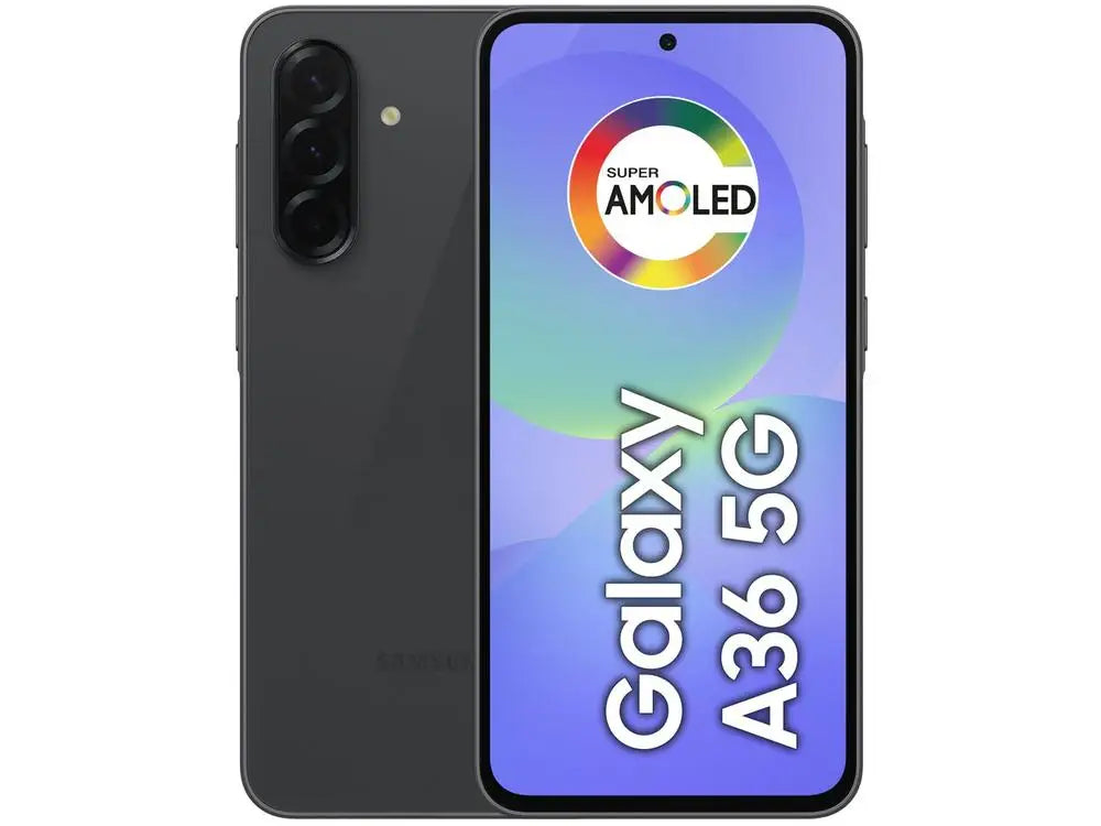 Smartphone Samsung Galaxy A36 128GB 5G 6GB RAM Preto 6,7" Câmera Tripla + 12MP Selfie